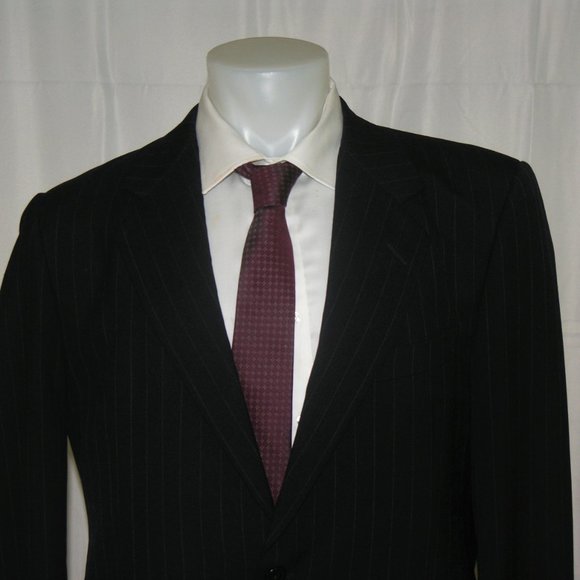 Gieves & Hawkes Henry Vintage Dark Blue Striped Two Button Suit 42R - Picture 5 of 13